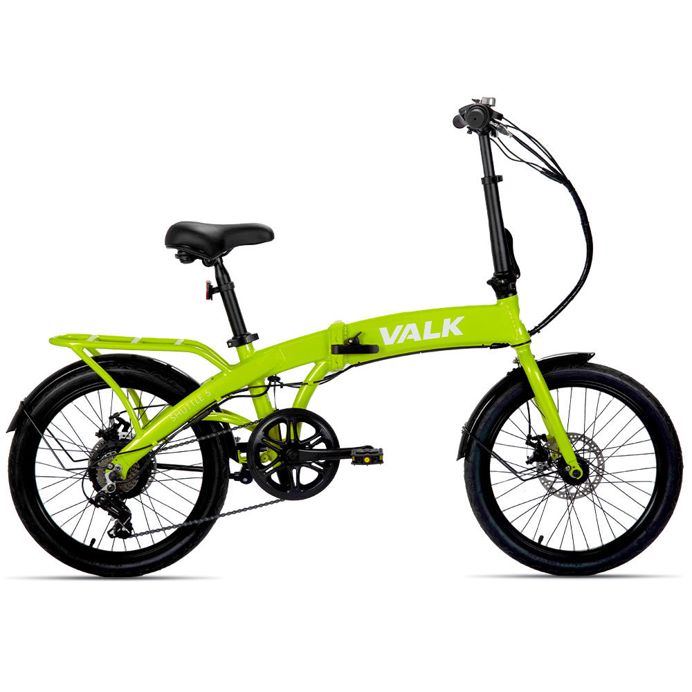 VALK Shuttle 5 Electric Folding Bike, Gen II, 20&quot; Tyres, Shimano 7-Speed, Lime Green-Sports &amp; Fitness &gt; Bikes &amp; Accessories-PEROZ Accessories
