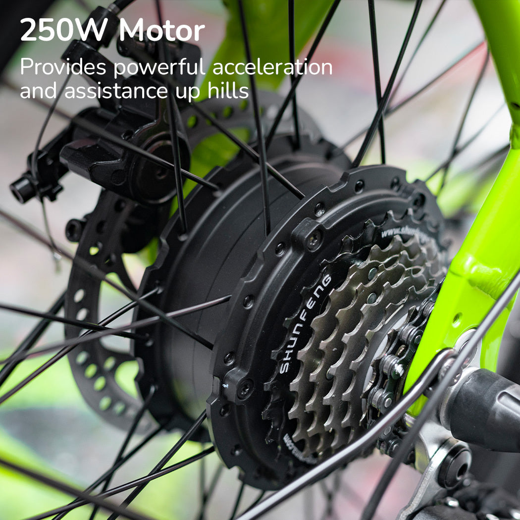 VALK Shuttle 5 Electric Folding Bike, Gen II, 20&quot; Tyres, Shimano 7-Speed, Lime Green-Sports &amp; Fitness &gt; Bikes &amp; Accessories-PEROZ Accessories