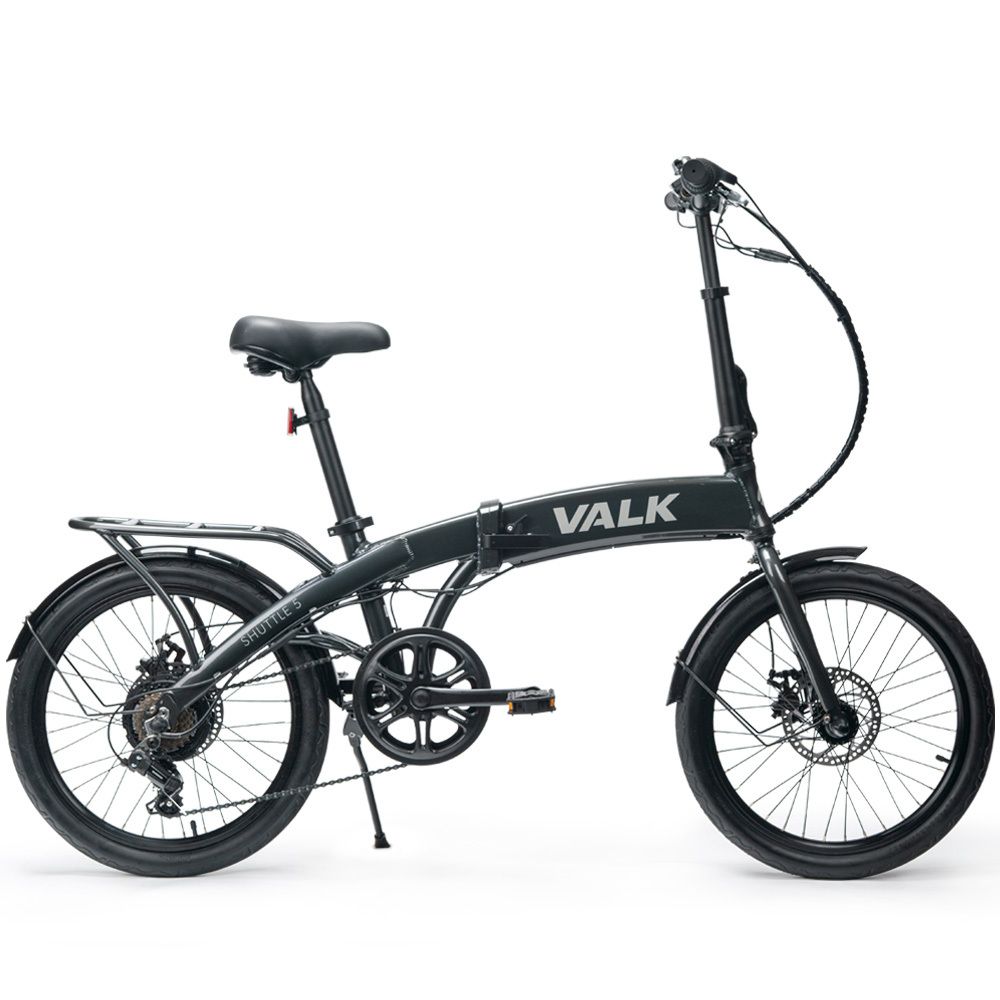 VALK Shuttle 5 Electric Folding Bike, Gen II, 20" Tyres, Shimano 7-Speed, Dark Grey-Sports &amp; Fitness > Bikes &amp; Accessories-PEROZ Accessories