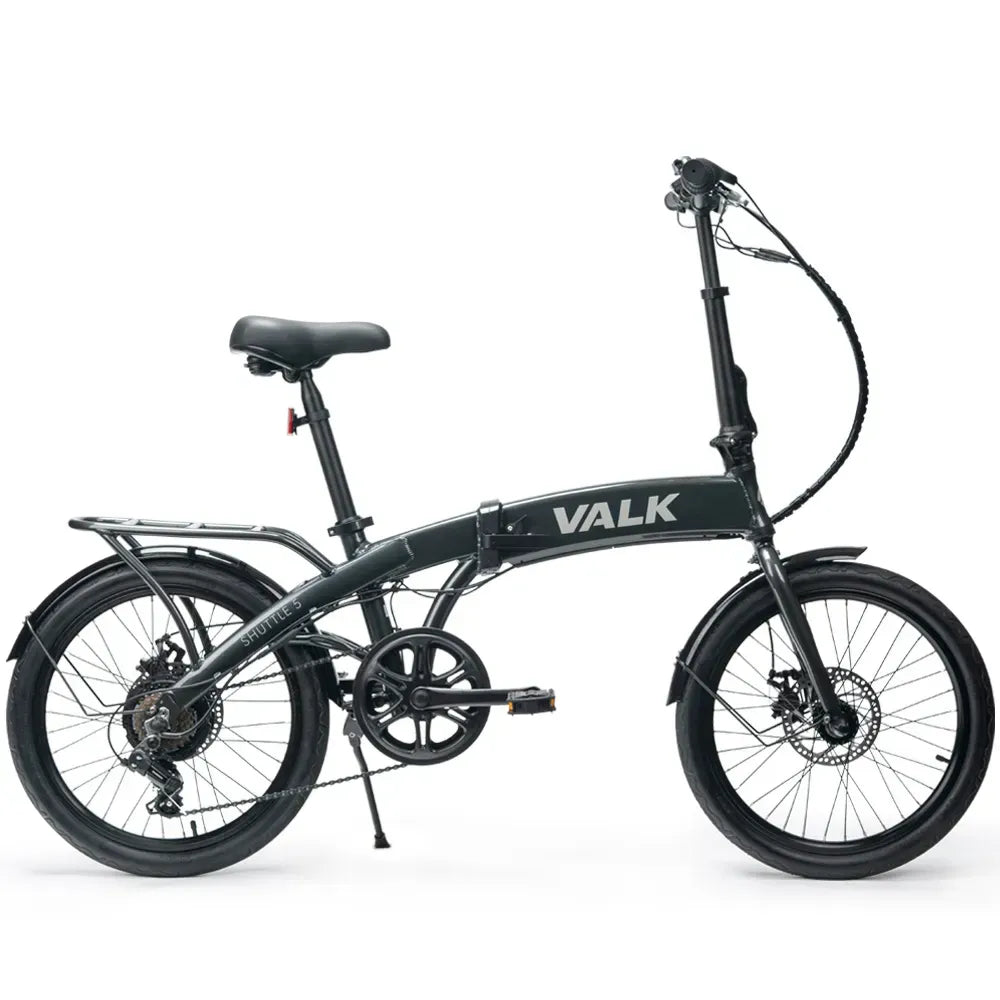 VALK Shuttle 5 Electric Folding Bike, Gen II, 20" Tyres, Shimano 7-Speed, Dark Grey-Sports &amp; Fitness > Bikes &amp; Accessories-PEROZ Accessories