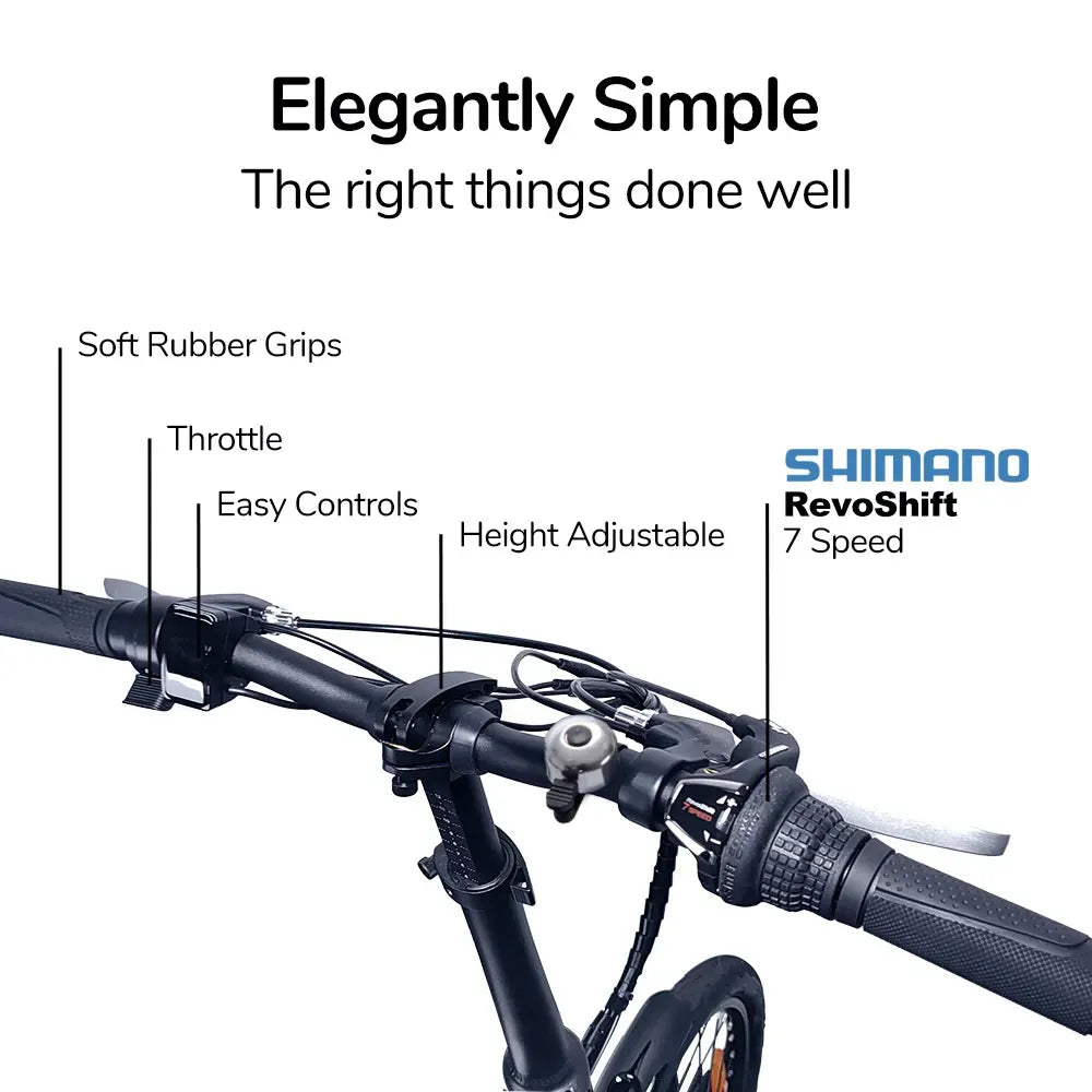 VALK Shuttle 5 Electric Folding Bike, Gen II, 20" Tyres, Shimano 7-Speed, Dark Grey-Sports &amp; Fitness > Bikes &amp; Accessories-PEROZ Accessories