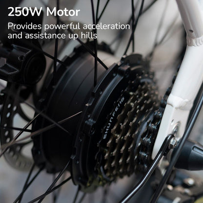 VALK Shuttle 5 Electric Folding Bike, Gen II, 20" Tyres, Shimano 7-Speed, White-Sports &amp; Fitness > Bikes &amp; Accessories-PEROZ Accessories