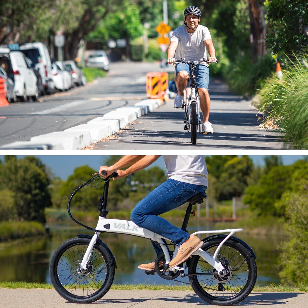VALK Shuttle 5 Electric Folding Bike, Gen II, 20" Tyres, Shimano 7-Speed, White-Sports &amp; Fitness > Bikes &amp; Accessories-PEROZ Accessories