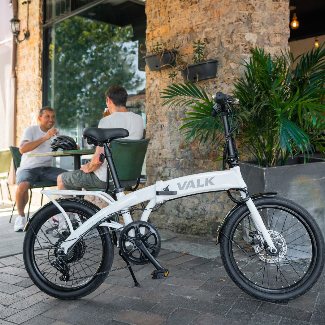VALK Shuttle 5 Electric Folding Bike, Gen II, 20" Tyres, Shimano 7-Speed, White-Sports &amp; Fitness > Bikes &amp; Accessories-PEROZ Accessories