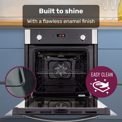 EuroChef 60cm Stainless Built-in 70L Grill 8 Function Fan Forced Electric Wall Oven-Wall Ovens-PEROZ Accessories