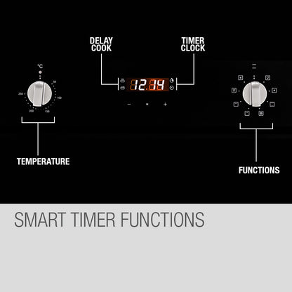 EuroChef 60cm Stainless Built-in 70L Grill 8 Function Fan Forced Electric Wall Oven-Wall Ovens-PEROZ Accessories