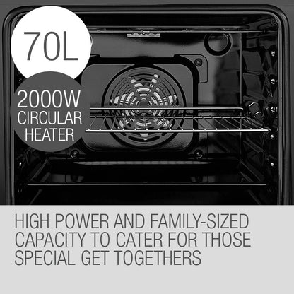 EuroChef 60cm Stainless Built-in 70L Grill 8 Function Fan Forced Electric Wall Oven-Wall Ovens-PEROZ Accessories