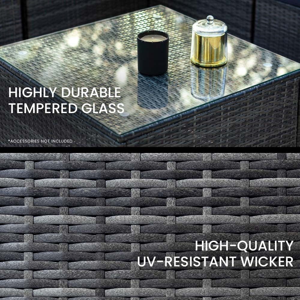 LONDON RATTAN 4 Piece 3 Seater Modular Outdoor Lounge Setting incl. Coffee Table, Grey-Furniture > Outdoor > Outdoor Sofas &amp; Lounge Sets-PEROZ Accessories