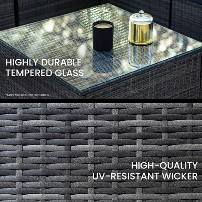 LONDON RATTAN 4 Piece 3 Seater Modular Outdoor Lounge Setting incl. Coffee Table, Grey-Furniture > Outdoor > Outdoor Sofas &amp; Lounge Sets-PEROZ Accessories