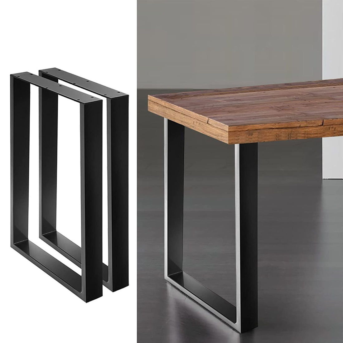 EKKIO 2x Rectangle Iron Table Legs 71cm(H) x 65cm(L) - (Black)-Furniture &gt; Living Room-PEROZ Accessories