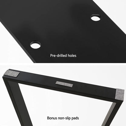 EKKIO 2x Rectangle Iron Table Legs 71cm(H) x 65cm(L) - (Black)-Furniture &gt; Living Room-PEROZ Accessories