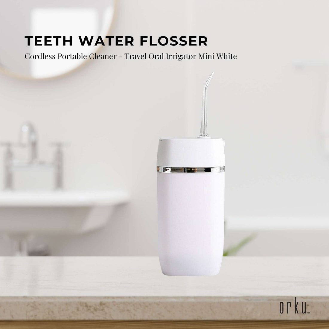 Teeth Water Flosser Rechargeable Cordless Cleaner - Travel Oral Irrigator White-Oral Care-PEROZ Accessories