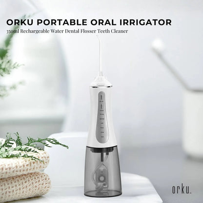Orku Portable Oral Irrigator Flosser 350ml - Rechargeable Water Dental Teeth Cleaner-Oral Care-PEROZ Accessories