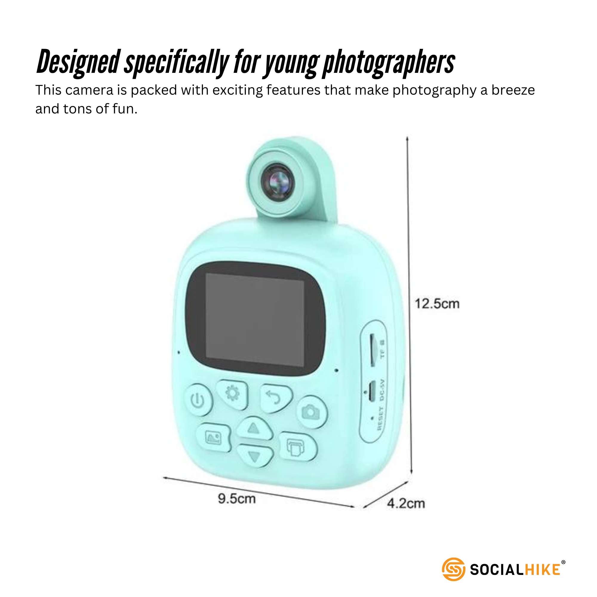 Kids Rechargeable Instant Print Camera Blue - Digital Thermal Photo Video MP3-Audio &amp; Video &gt; Photography &gt; Camera Accessories-PEROZ Accessories