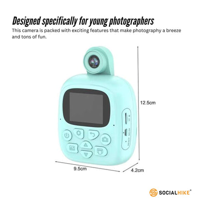 Kids Rechargeable Instant Print Camera Blue - Digital Thermal Photo Video MP3-Audio &amp; Video &gt; Photography &gt; Camera Accessories-PEROZ Accessories