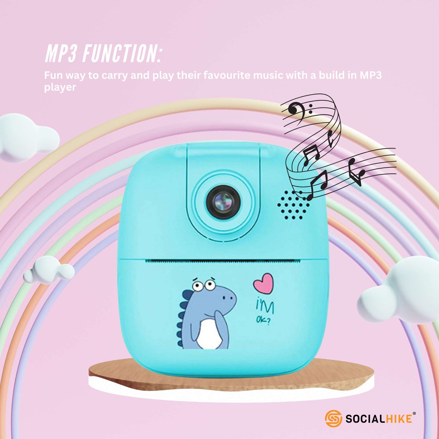 Kids Rechargeable Instant Print Camera Blue - Digital Thermal Photo Video MP3-Audio &amp; Video &gt; Photography &gt; Camera Accessories-PEROZ Accessories