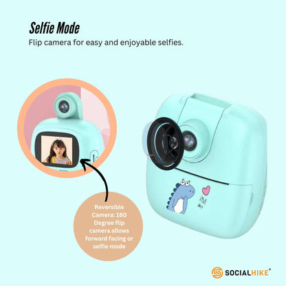Kids Rechargeable Instant Print Camera Blue - Digital Thermal Photo Video MP3-Audio &amp; Video &gt; Photography &gt; Camera Accessories-PEROZ Accessories
