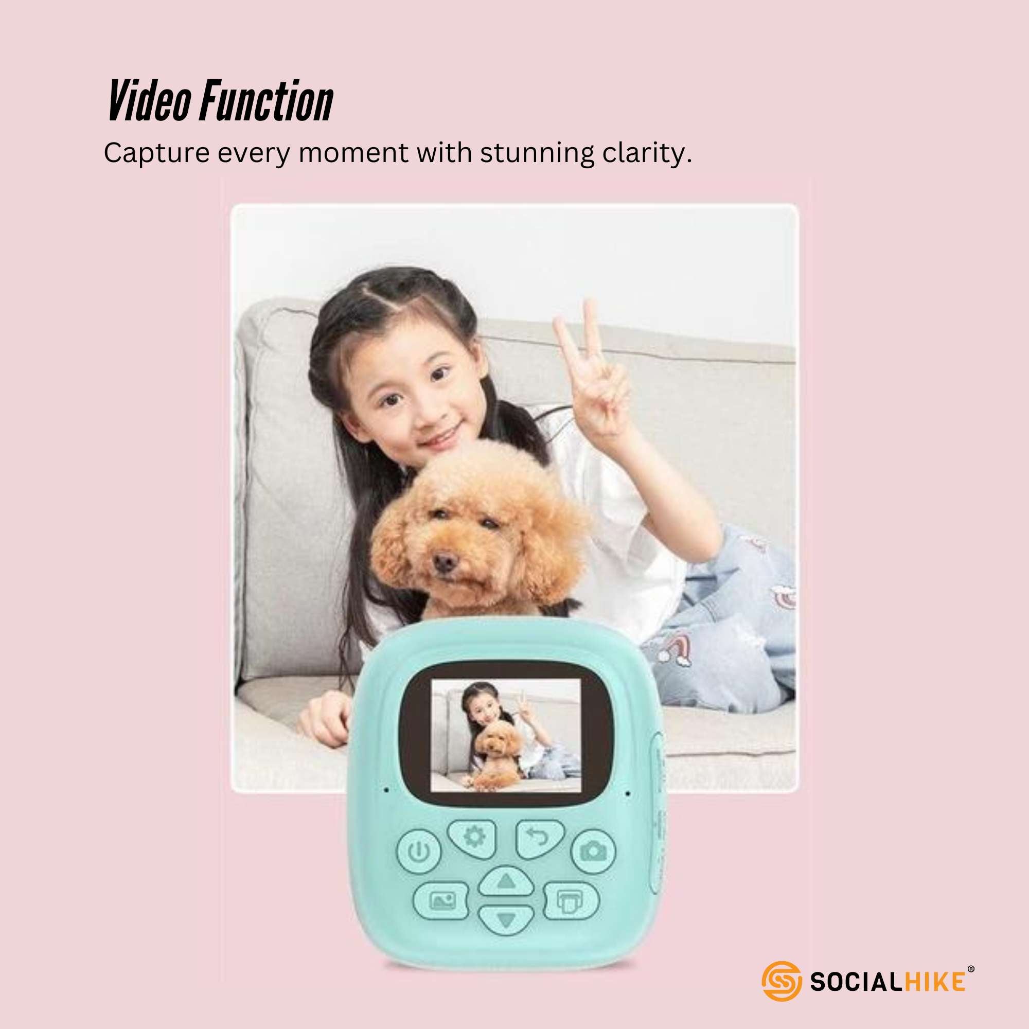 Kids Rechargeable Instant Print Camera Blue - Digital Thermal Photo Video MP3-Audio &amp; Video &gt; Photography &gt; Camera Accessories-PEROZ Accessories