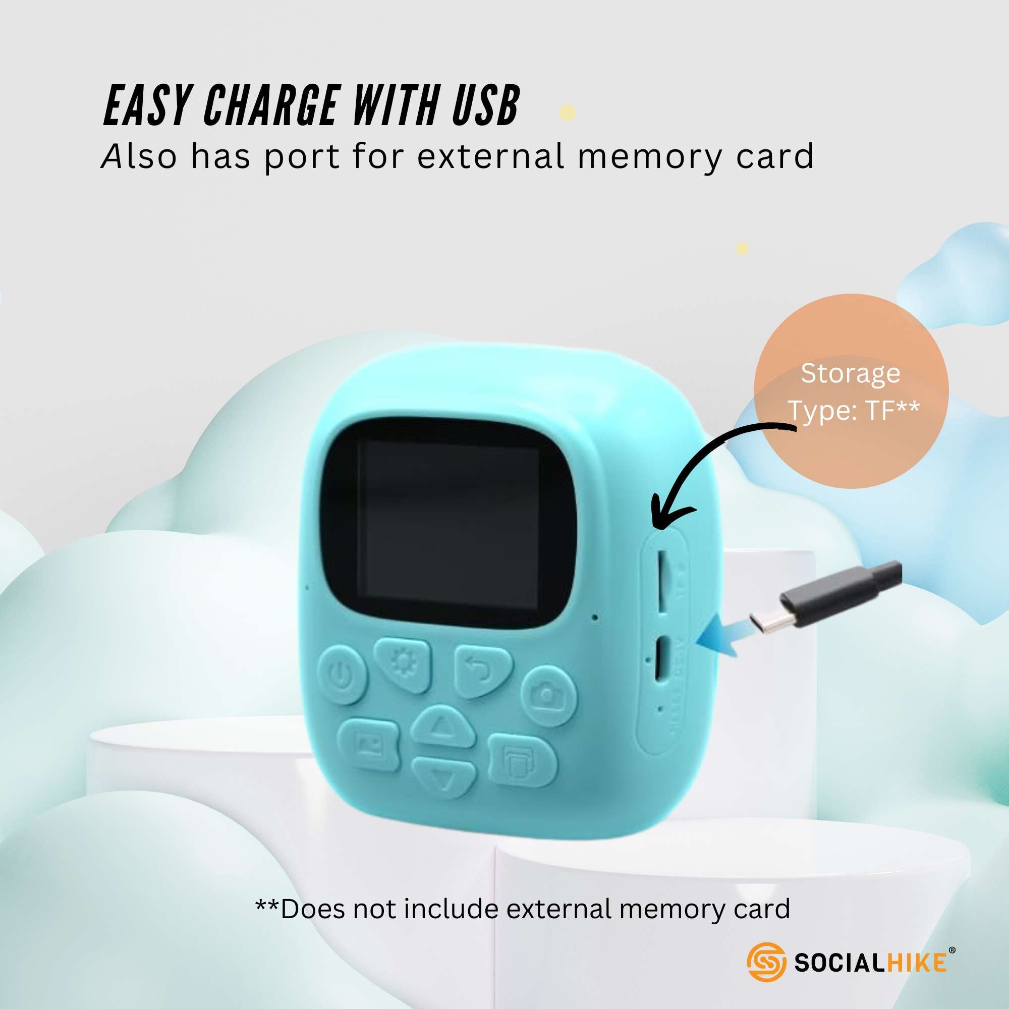 Kids Rechargeable Instant Print Camera Blue - Digital Thermal Photo Video MP3-Audio &amp; Video &gt; Photography &gt; Camera Accessories-PEROZ Accessories