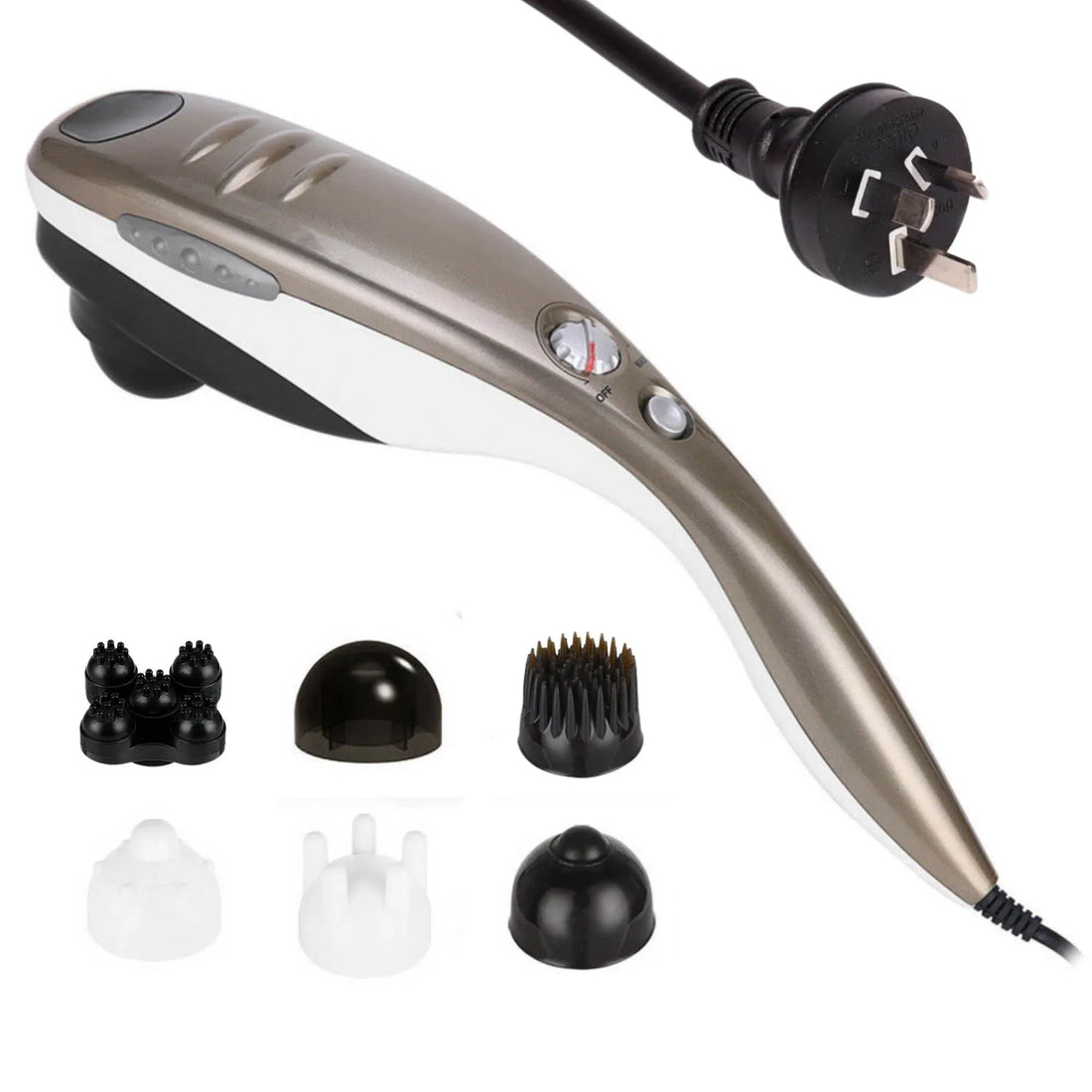Full Body Handheld Massager Machine Champagne - 6 Massage Heads Neck Shoulder-Health &amp; Beauty > Massage-PEROZ Accessories