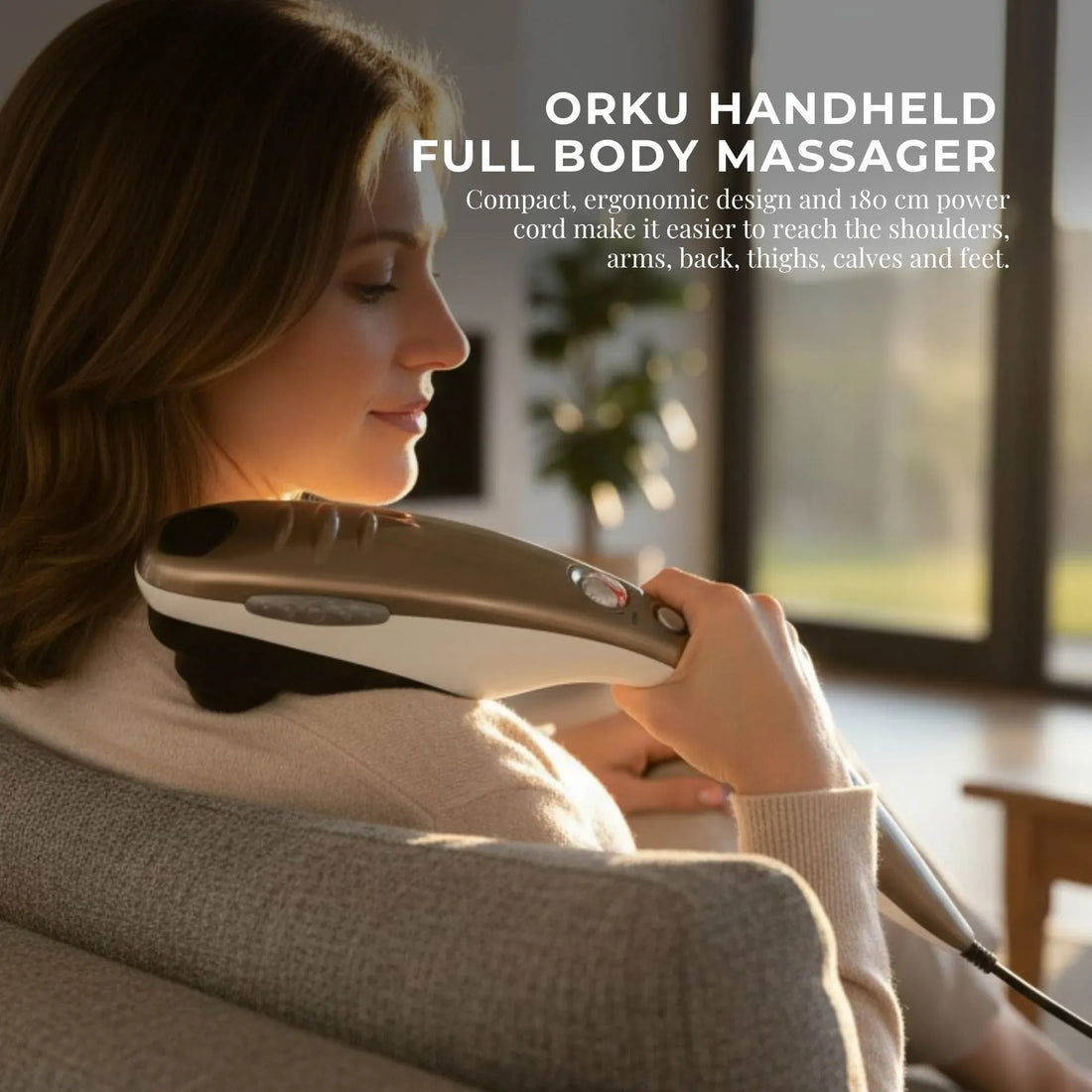 Full Body Handheld Massager Machine Champagne - 6 Massage Heads Neck Shoulder-Health &amp; Beauty > Massage-PEROZ Accessories