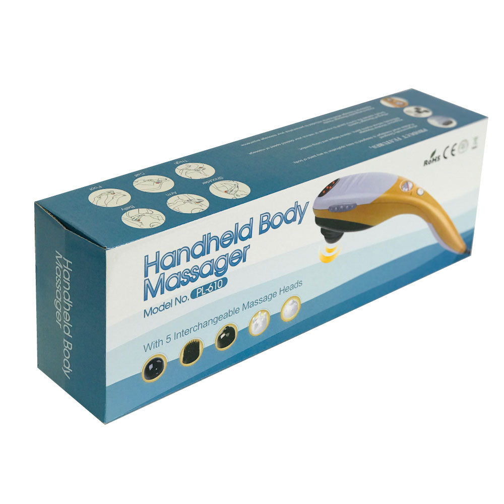 Full Body Handheld Massager Machine Champagne - 6 Massage Heads Neck Shoulder-Health &amp; Beauty &gt; Massage-PEROZ Accessories