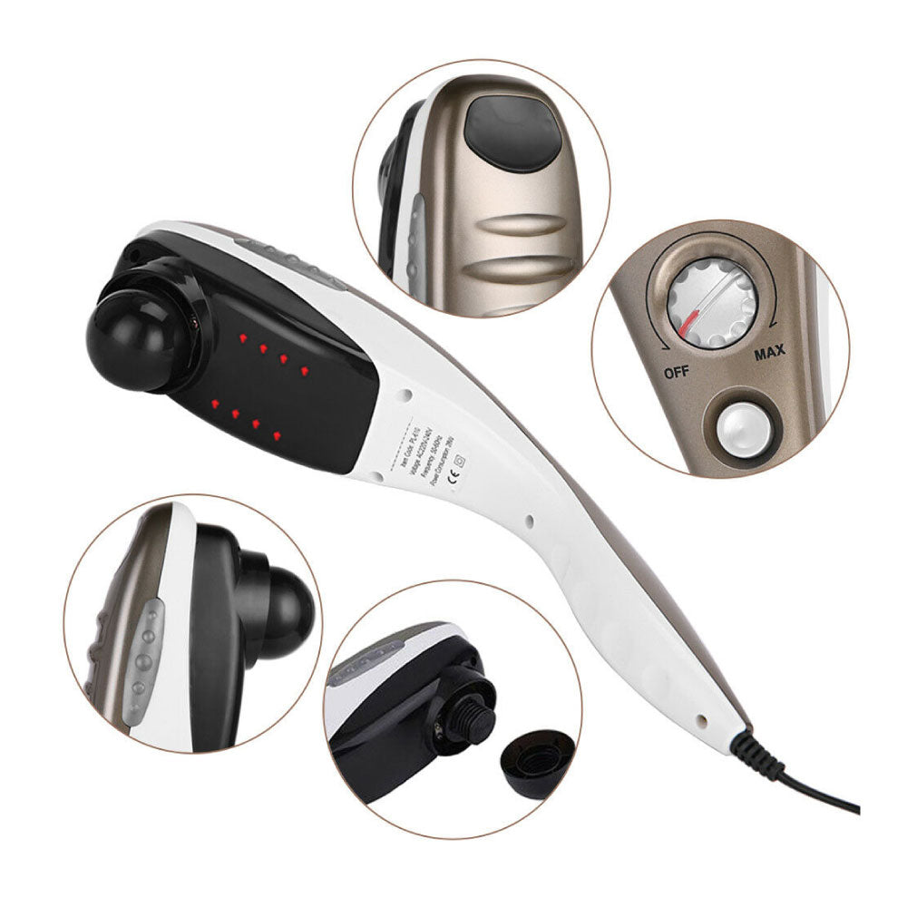 Full Body Handheld Massager Machine Champagne - 6 Massage Heads Neck Shoulder-Health &amp; Beauty &gt; Massage-PEROZ Accessories