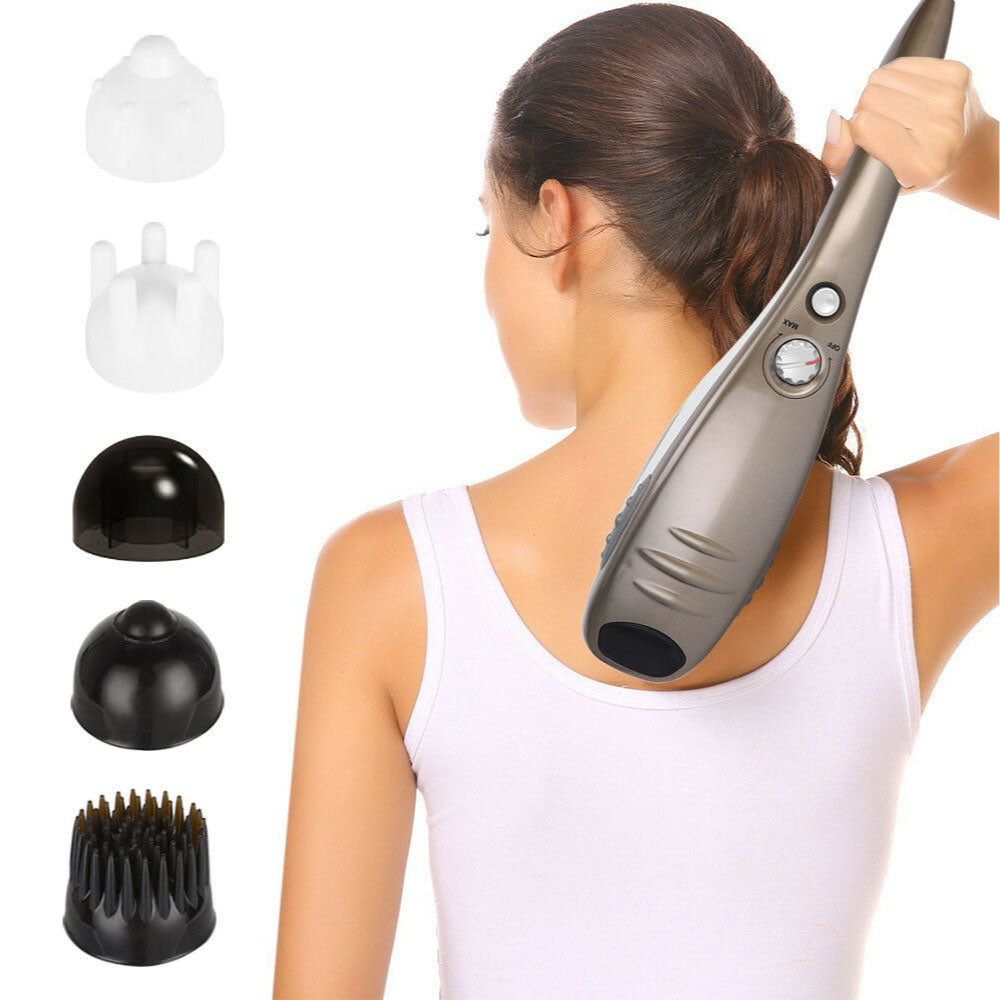 Full Body Handheld Massager Machine Champagne - 6 Massage Heads Neck Shoulder-Health &amp; Beauty &gt; Massage-PEROZ Accessories