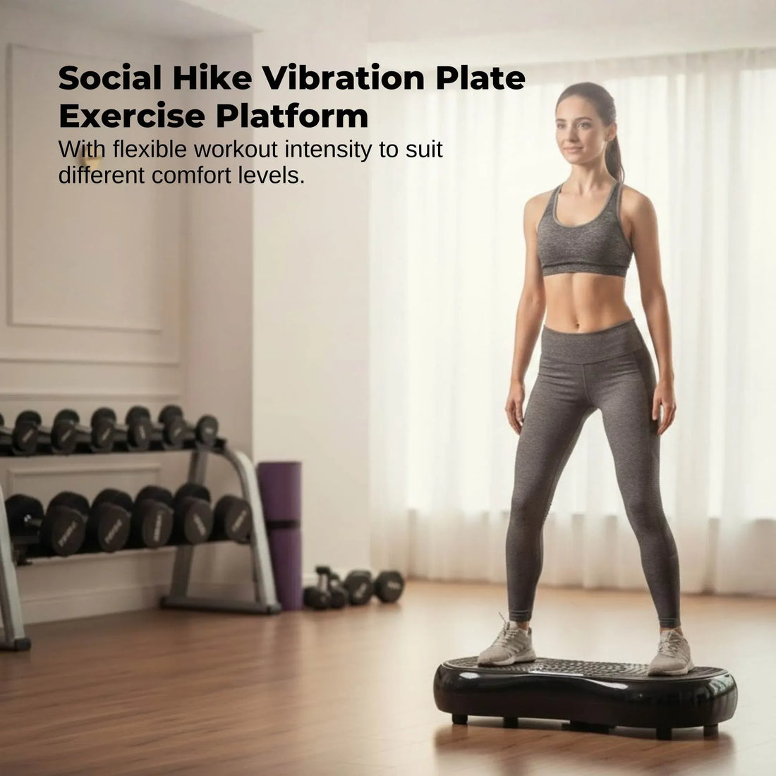 Social Hike 68cm Vibration Plate Machine Full Body Workout Platform Black-Sports &amp; Fitness > Fitness Accessories-PEROZ Accessories