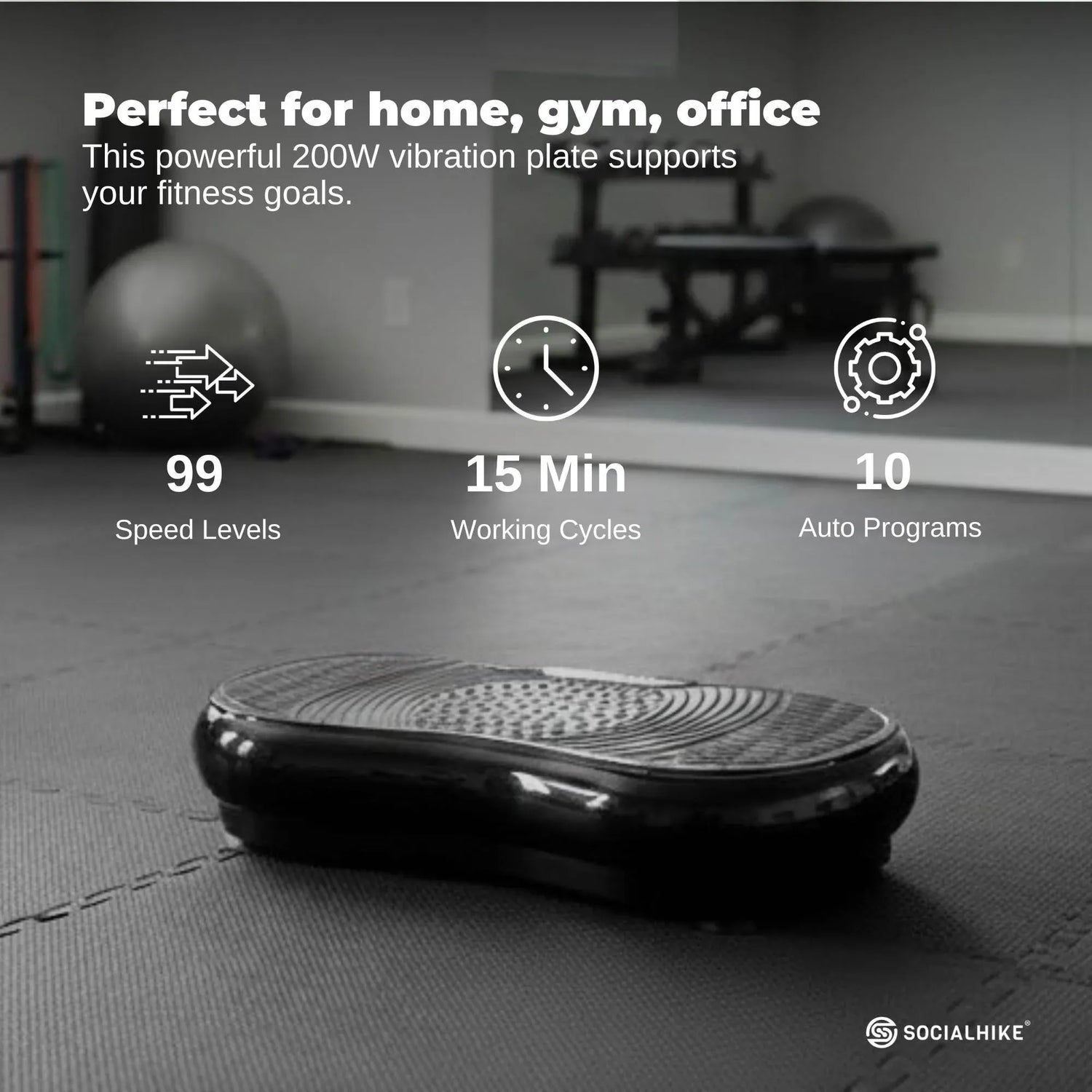 Social Hike 68cm Vibration Plate Machine Full Body Workout Platform Black-Sports &amp; Fitness > Fitness Accessories-PEROZ Accessories