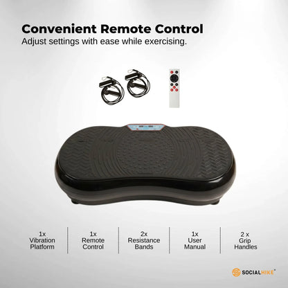 Social Hike 68cm Vibration Plate Machine Full Body Workout Platform Black-Sports &amp; Fitness > Fitness Accessories-PEROZ Accessories