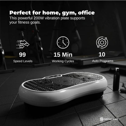 Social Hike Vibration Plate Exercise Platform - Vibrating Workout Machine White-Sports &amp; Fitness > Fitness Accessories-PEROZ Accessories