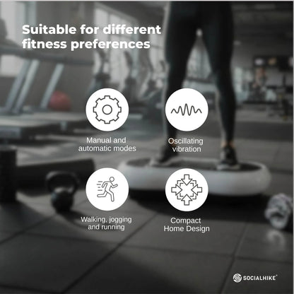 Social Hike Vibration Plate Exercise Platform - Vibrating Workout Machine White-Sports &amp; Fitness > Fitness Accessories-PEROZ Accessories