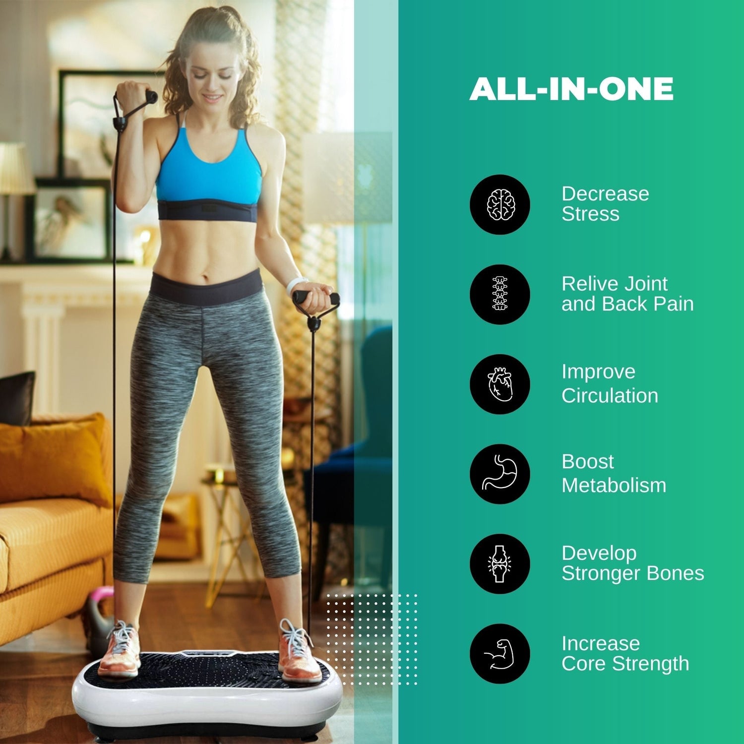 Social Hike White Vibration Machine Platform - Exercise Plate Whole Body Workout-Sports &amp; Fitness &gt; Fitness Accessories-PEROZ Accessories