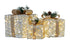 Swishmas 3 Piece Christmas Present Display Set With Lights & Gold Bows-Occasions > Christmas > Christmas Decorations-PEROZ Accessories