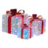 Swishmas Set of 3 Christmas Gift Boxes With Lights - Clear Shimmer With Red Bows-Occasions > Christmas > Christmas Decorations-PEROZ Accessories