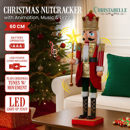 Christabelle 60cm Musical LED Animated Christmas Nutcracker Ornament Decoration-Occasions &gt; Christmas &gt; Christmas Decorations-PEROZ Accessories