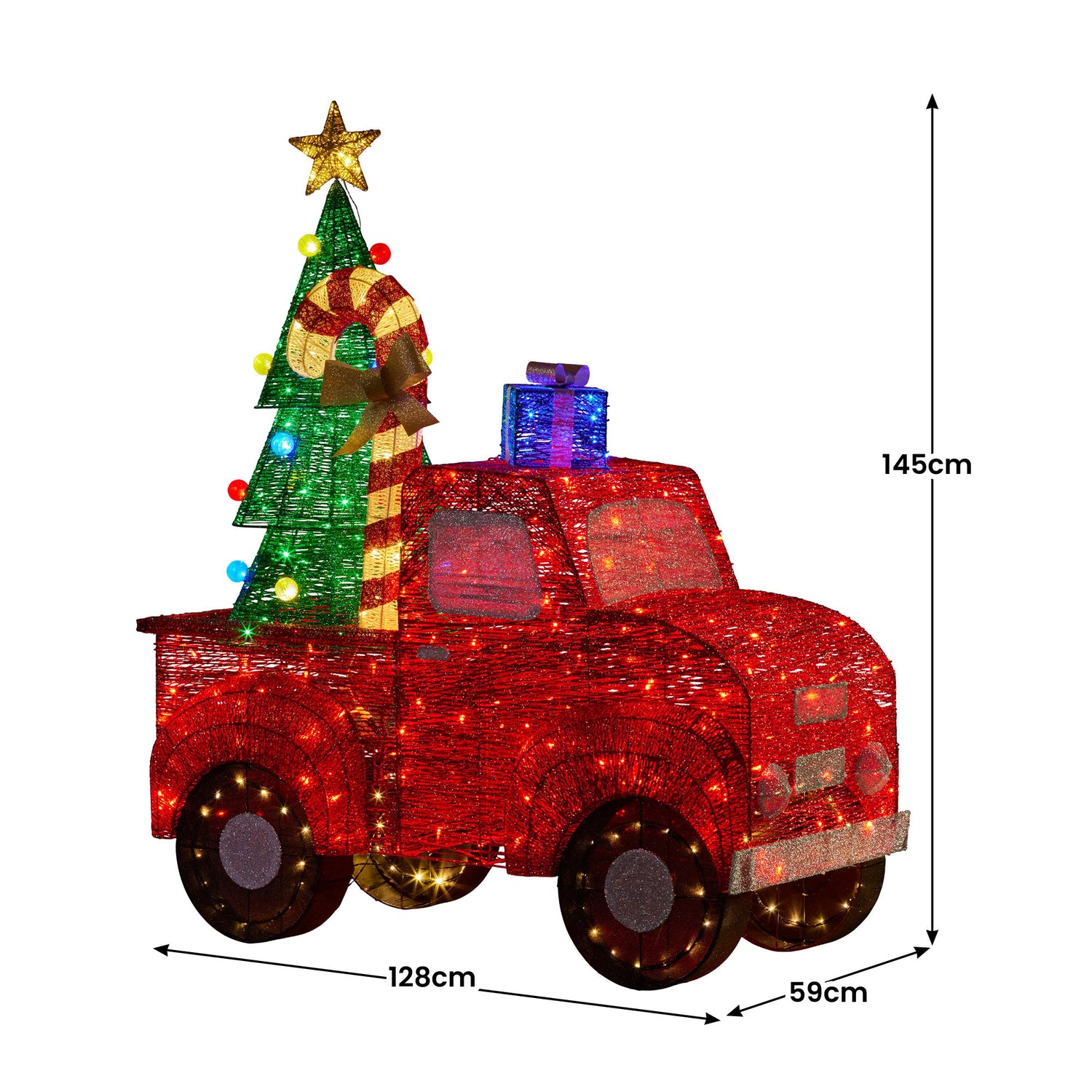 Christabelle 1.4m Christmas Tree Truck Indoor Outdoor Display Decoration LED Lights Front Yard Lawn Statue Ornament-Occasions &gt; Christmas &gt; Christmas Decorations-PEROZ Accessories