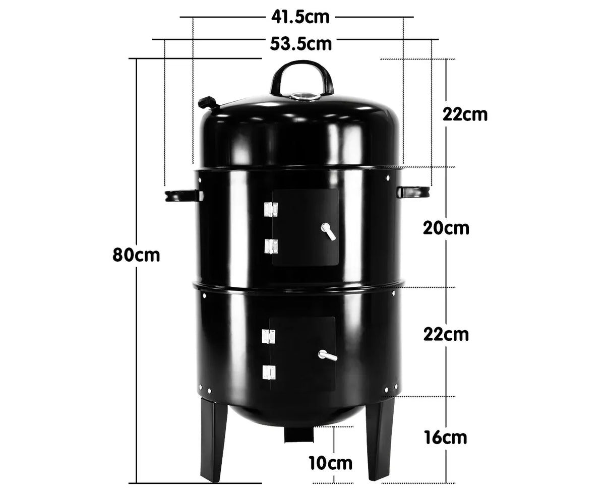 Wallaroo 3-in-1 Charcoal BBQ Smoker Portable Outdoor Barbecue Grill Meat Cooker &amp; Roaster for Backyard Camping-Home &amp; Garden > BBQ-PEROZ Accessories