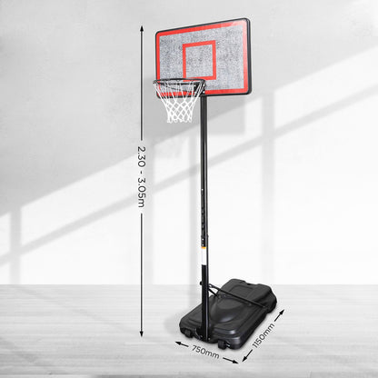 Kahuna 44 Inch Portable Basketball Hoop Stand Height Adjustable 2.3m-3.05m Outdoor Basketball System with Wheels-Sports &amp; Fitness > Basketball &amp; Accessories-PEROZ Accessories