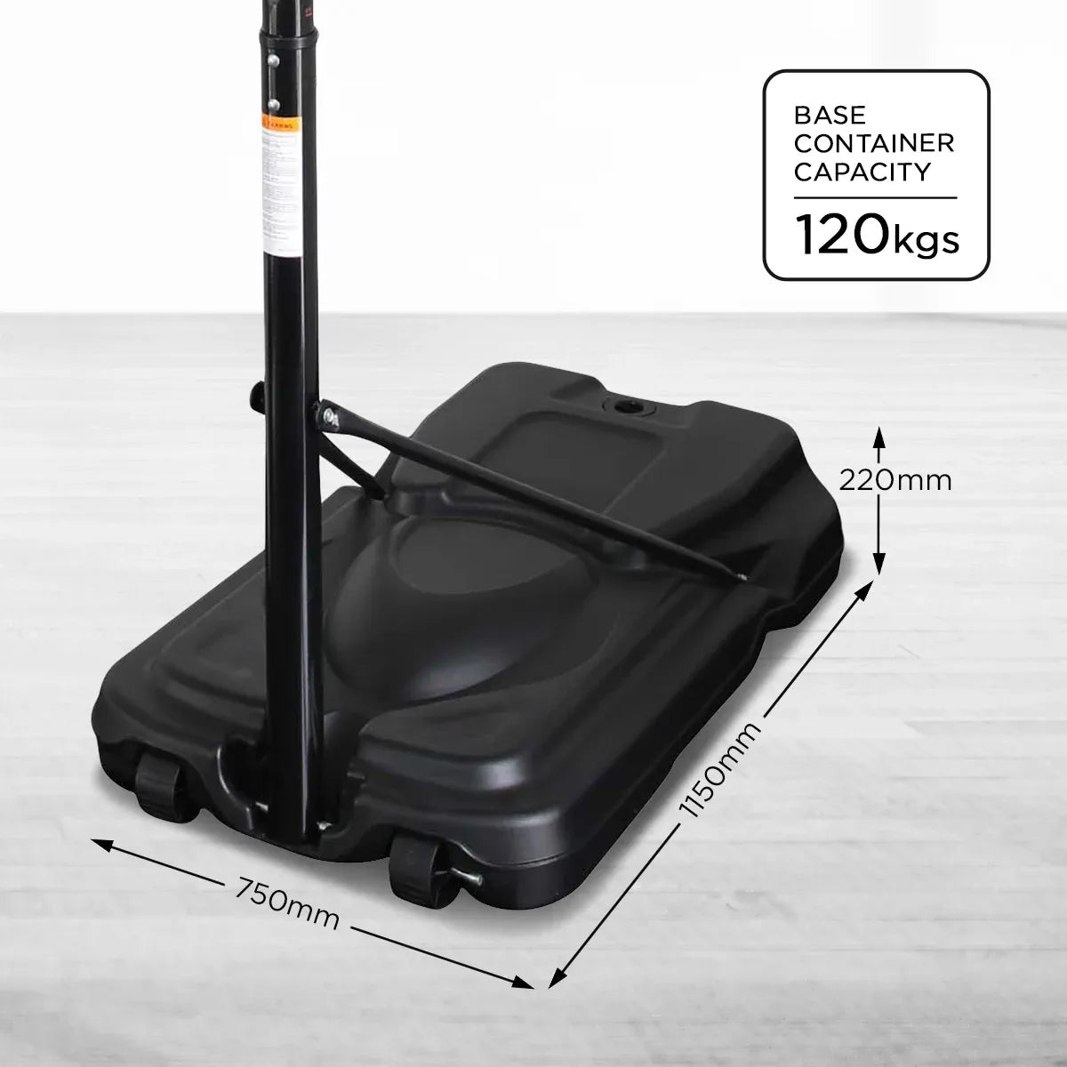 Kahuna 44 Inch Portable Basketball Hoop Stand Height Adjustable 2.3m-3.05m Outdoor Basketball System with Wheels-Sports &amp; Fitness > Basketball &amp; Accessories-PEROZ Accessories