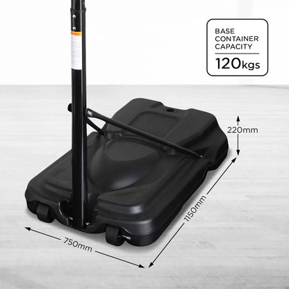 Kahuna 44 Inch Portable Basketball Hoop Stand Height Adjustable 2.3m-3.05m Outdoor Basketball System with Wheels-Sports &amp; Fitness > Basketball &amp; Accessories-PEROZ Accessories