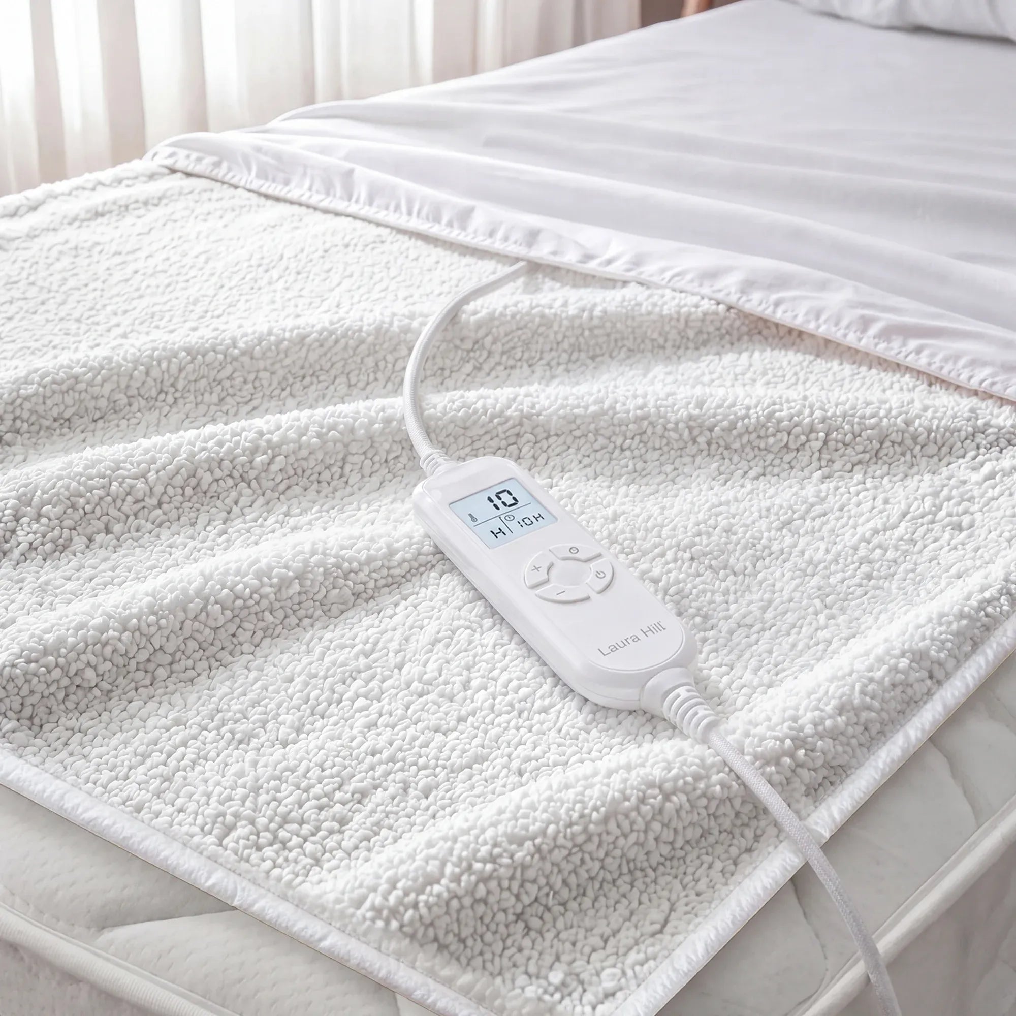 Laura Hill Single Electric Heated Underlay Blanket Fleecy Fabric with Timer-Electric Throw Blanket-PEROZ Accessories