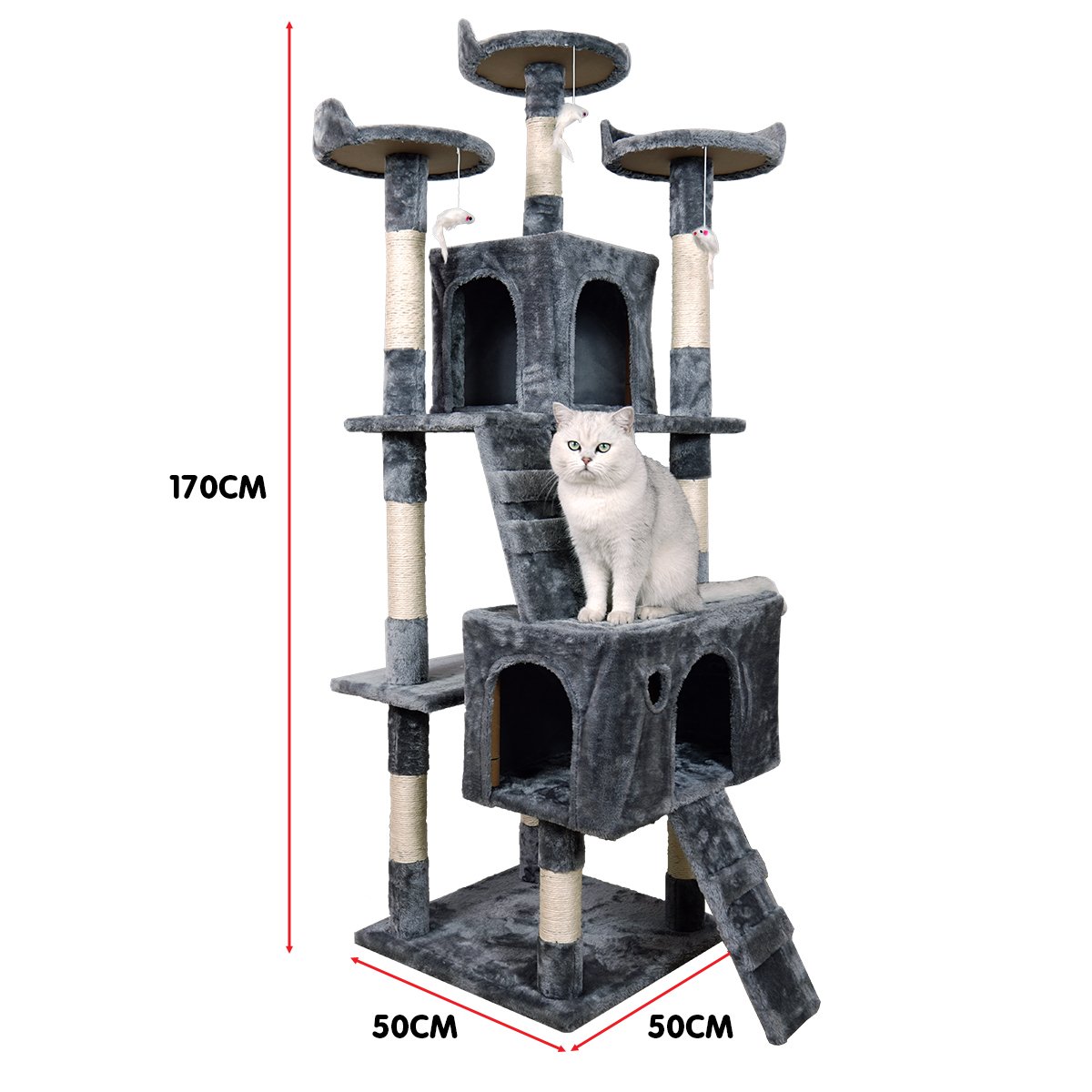 Furtastic 170cm Cat Tree Scratching Post - Dark Grey-Cat Trees-PEROZ Accessories
