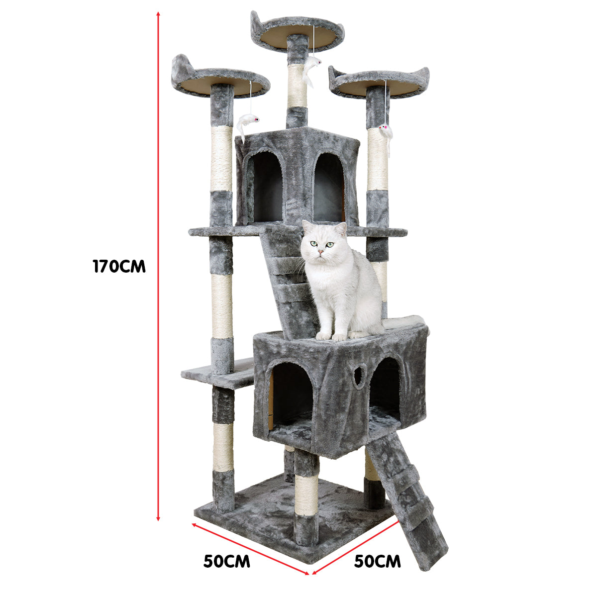Furtastic 170cm Cat Tree Scratching Post - Silver Grey-Cat Trees-PEROZ Accessories