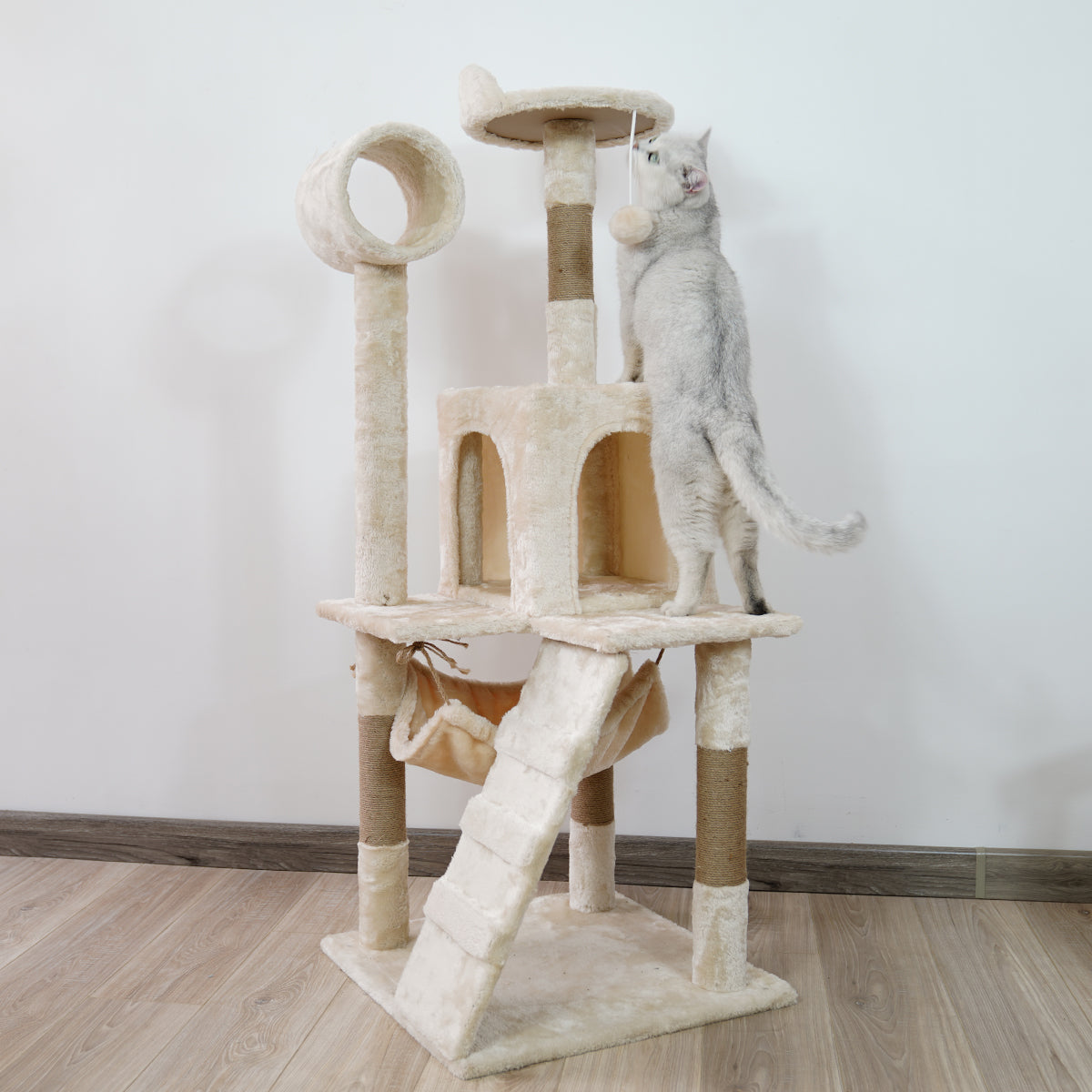 Furtastic 135cm Cat Tree Scratching Post - Beige-Cat Trees-PEROZ Accessories