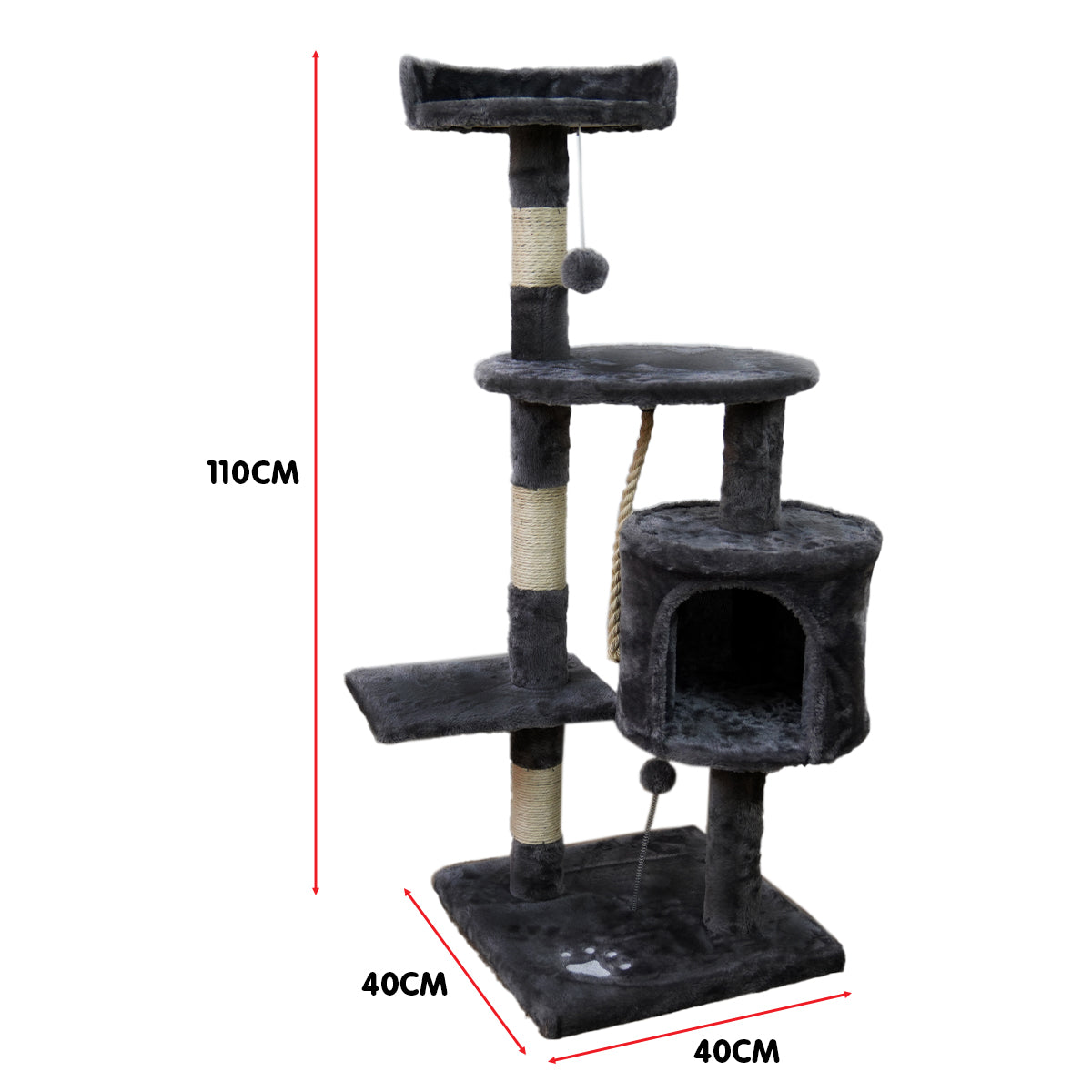 Furtastic 110cm Cat Tree Scratching Post - Dark Grey-Cat Trees-PEROZ Accessories