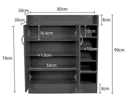Sarantino 21 Pairs Shoe Cabinet Rack Storage Organiser 80 x 30 x 90cm in Black-Shoe Storage Cabinets-PEROZ Accessories