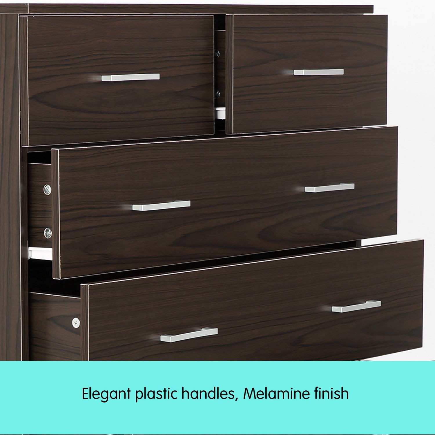Sarantino Tallboy Dresser 6 Chest Of Drawers Cabinet Storage 85 x 39.5 x 105 in Brown-Furniture &gt; Living Room-PEROZ Accessories