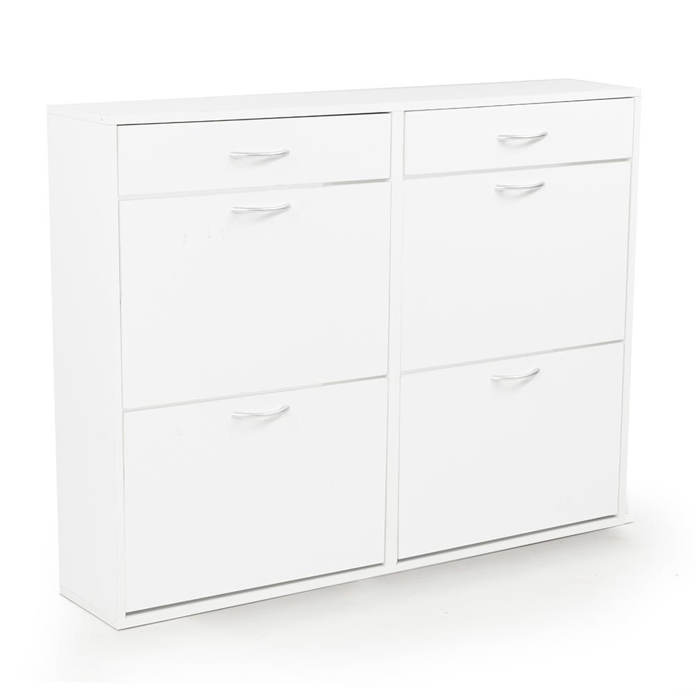 Sarantino 24 Pairs Shoe Cabinet Storage White Drawers Chest 1200 x 240 x 920 in White-Shoe Storage Cabinets-PEROZ Accessories